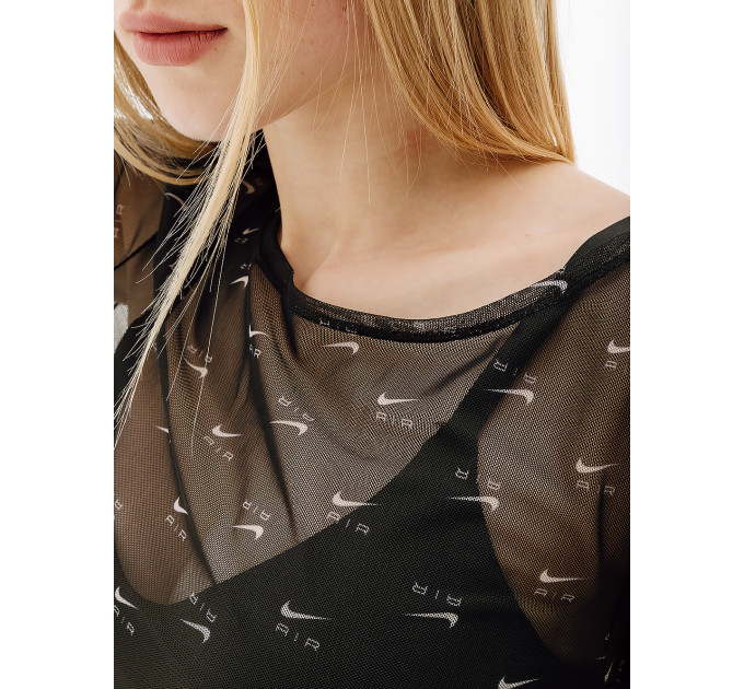 Жіноче Сукня Nike W NSW AIR AOP MESH LS DRESS Чорний L (7dDV8249-010 L)