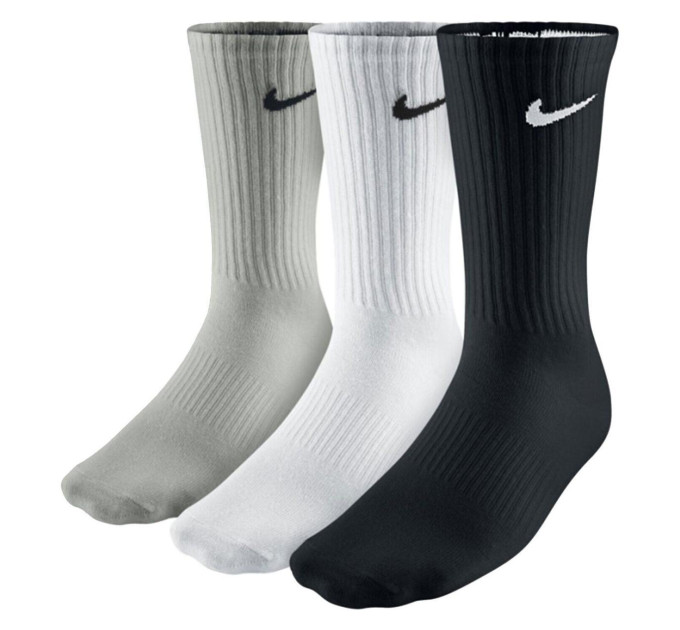 Жіночі Шкарпетки Nike U NK PERF LTWT CREW 3PR Чорний, Білий, Сірий S (34-38) (SX4704-901 34-38)