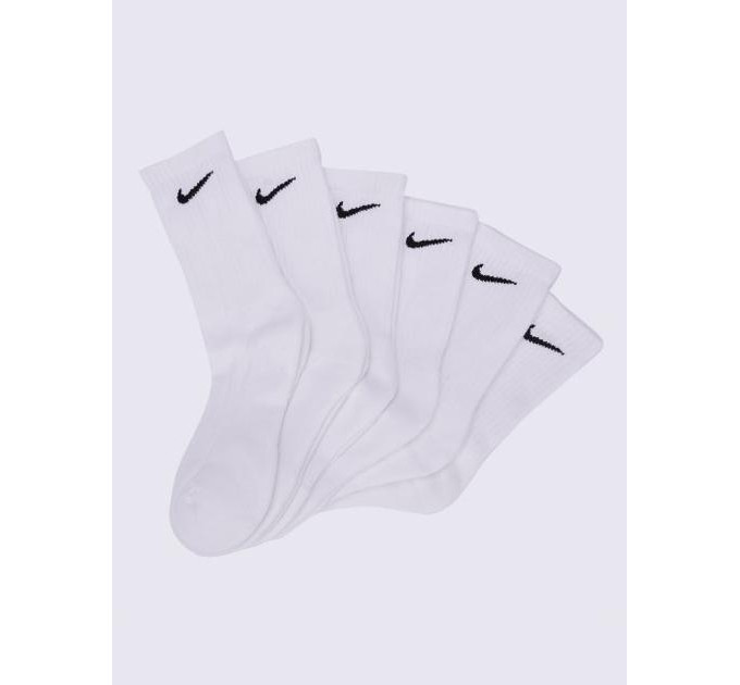 Жіночі Шкарпетки Nike U EVERYDAY CUSH CRW 6PR 132 Білий 34-38 (SX7666-100 34-38)