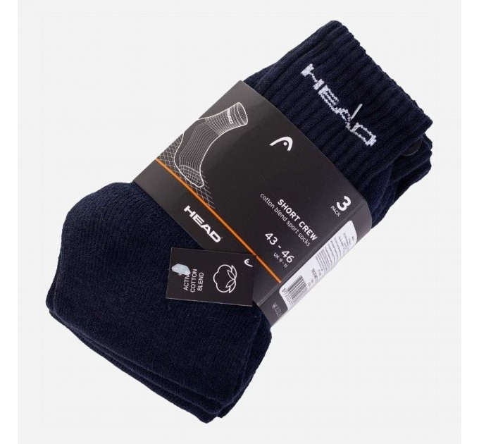 Шкарпетки Head SHORT CREW 3P UNISEX темно-синій 35-38 (701213457-321 35-38)