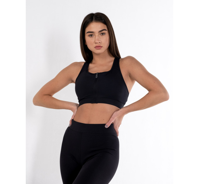 Жіночий Топ Nike W NK DF SWSH ZIP FRONT BRA Чорний XS (DD1205-010)