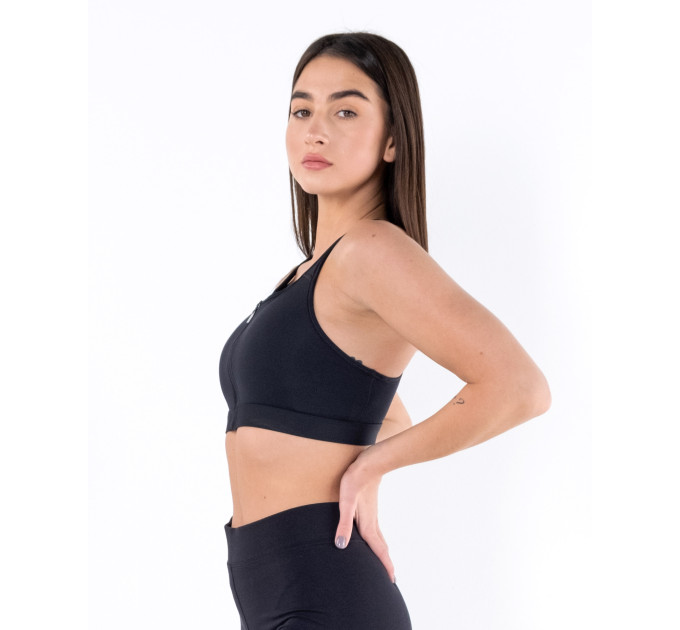 Жіночий Топ Nike W NK DF SWSH ZIP FRONT BRA Чорний XS (DD1205-010)