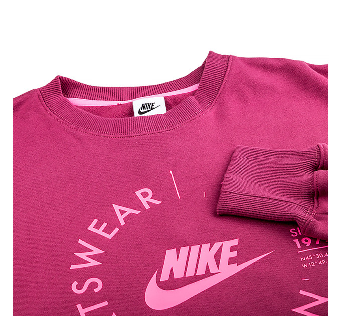 Жіночий Світшот Nike W NSW FLC OS CREW PRNT SU Рожевий M (7dFD4234-653 M)