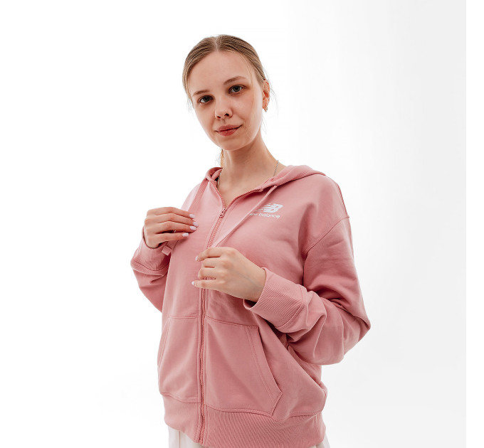 Жіноча Толстовка New Balance Essentials Stacked Logo FZ Рожевий M (7dWJ31530HAO M)