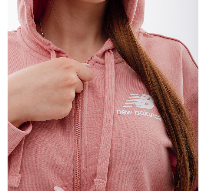 Жіноча Толстовка New Balance Essentials Stacked Logo FZ Рожевий M (7dWJ31530HAO M)