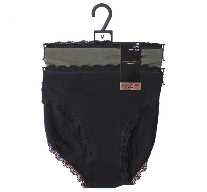 Трусики-сліп Manoukian Slips X2 Femme 2-pack L black/khaki 13890784-3