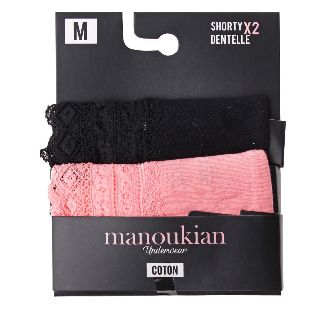 Трусики-шорти Manoukian Shorty-X2 -Femme 2-pack S black/coral 12890483-1