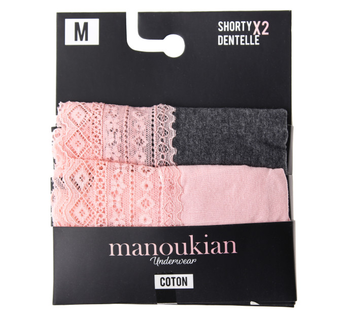 Трусики-шорти Manoukian Shorty-X2 -Femme 2-pack M dark gray/pink 12890483-2