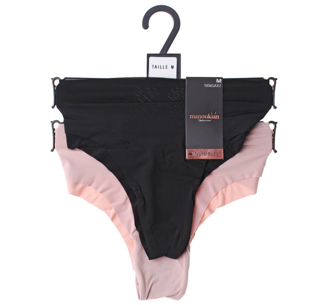 Трусики-танга Manoukian Tanga-X2-Femme 2-pack M black/beige 19890191-3