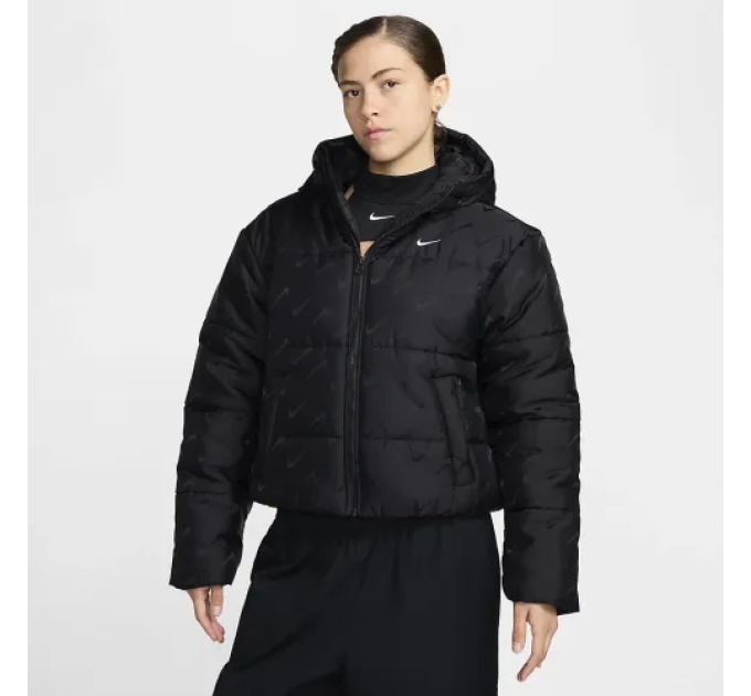 Жіноча Зимова куртка Nike W NSW TF SNFL NK CLSC PFR AOP Чорний M (7dFV7941-010 M)