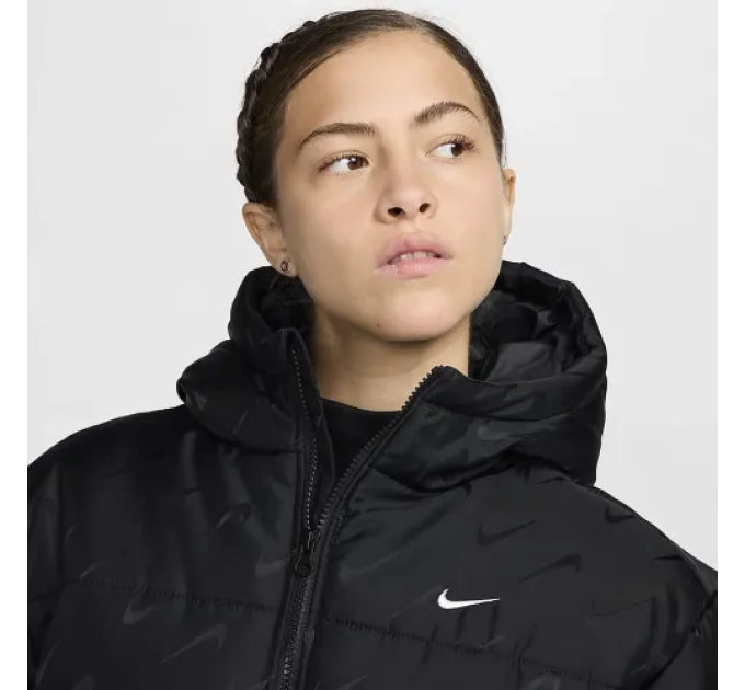 Жіноча Зимова куртка Nike W NSW TF SNFL NK CLSC PFR AOP Чорний L (7dFV7941-010 L)