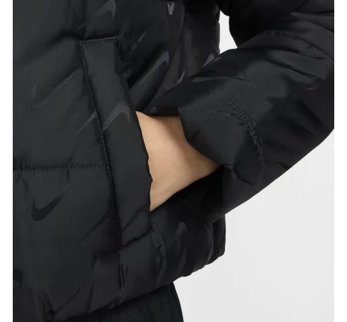 Жіноча Зимова куртка Nike W NSW TF SNFL NK CLSC PFR AOP Чорний L (7dFV7941-010 L)