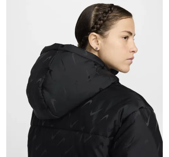 Жіноча Зимова куртка Nike W NSW TF SNFL NK CLSC PFR AOP Чорний L (7dFV7941-010 L)