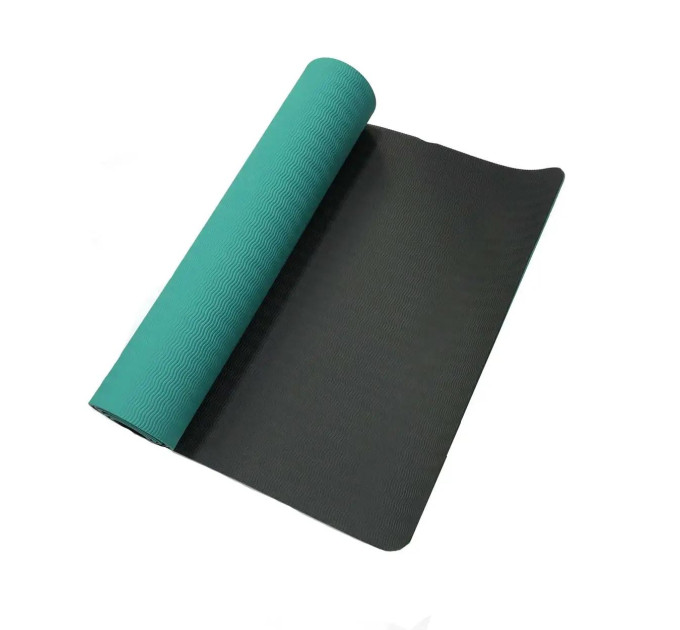 Коврик для йоги LiveUP TPE YOGA MAT зелений, сірий Уні 173x61x0.6см LS3237-06g