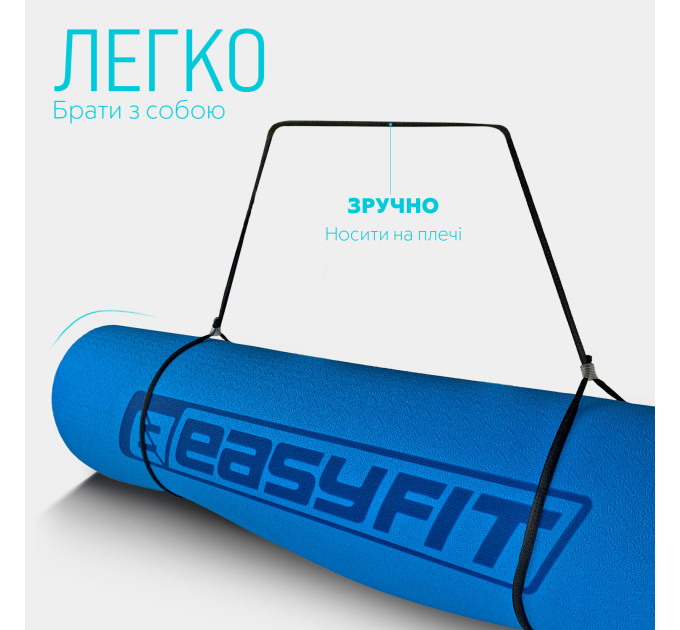 Килимок для йоги та фітнесу EasyFit TPE+TC 6 мм двошаровий синій-жовтий