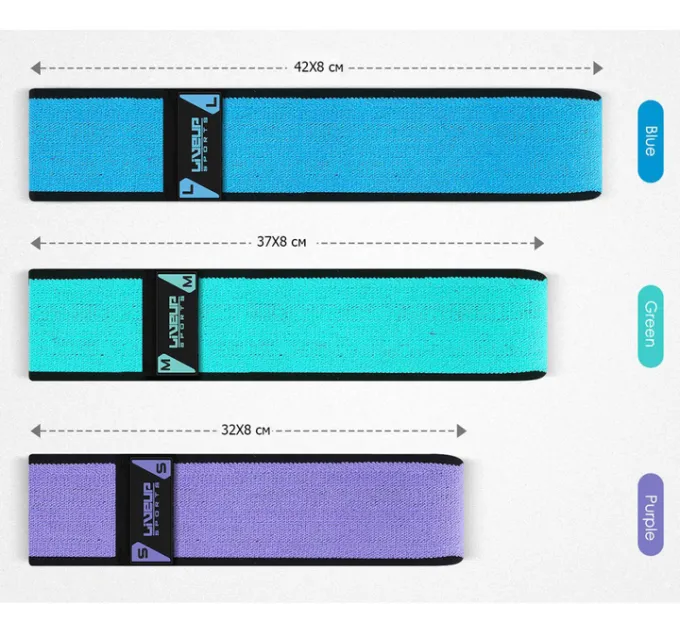 Фітнес гумка LiveUP HIP BAND блакитний L-420x80мм LS3629-L