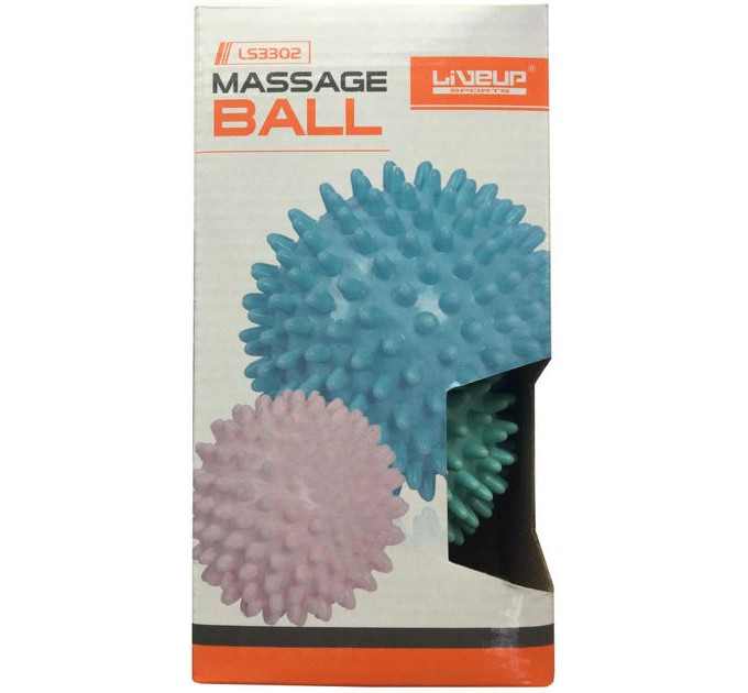 Набір масажних мячів LiveUp MASSAGE BALL Рожевий, Блакитний 7 см і 9 см (LS3302-bp)
