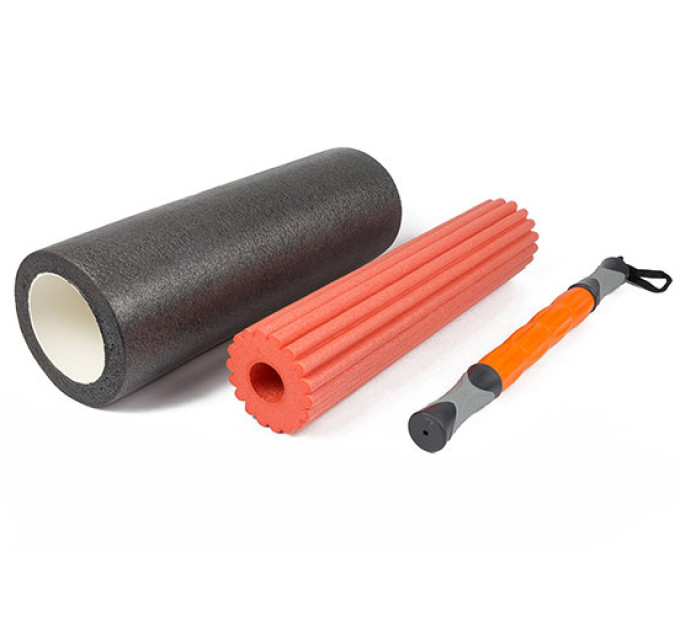 Масажний ролик EasyFit TIO 3 в 1 Чорний-помаранчевий Масажний ролик EasyFit TIO 3 в 1 Чорний-помаранчевий