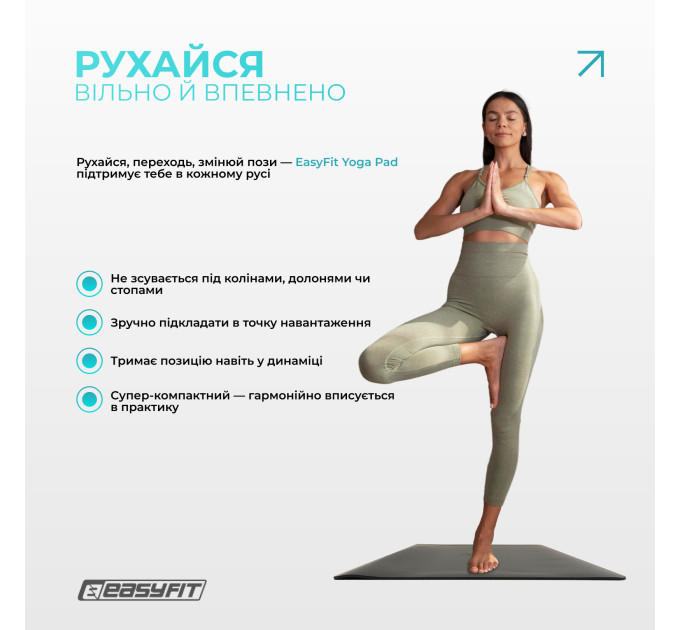 Міні-мат для йоги EasyFit Yoga Pad каучук 3,5 мм Чорний