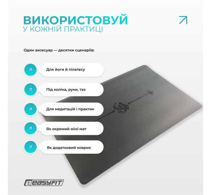 Міні-мат для йоги EasyFit Yoga Pad каучук 3,5 мм Чорний