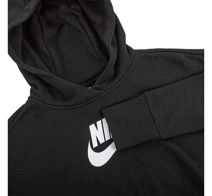 Дитяча Кофта Nike G NSW CLUB FT CROP HOODIE HBR Чорний S (DC7210-010 S)