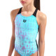 Купальник закритий для дівчат Arena MULTI COLOURS SWIMSUIT V BACK Блакитний, Чорний 140 см (009007-509 140)