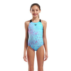 Купальник закритий для дівчат Arena MULTI COLOURS SWIMSUIT V BACK Блакитний, Чорний 164 см (009007-509 164)