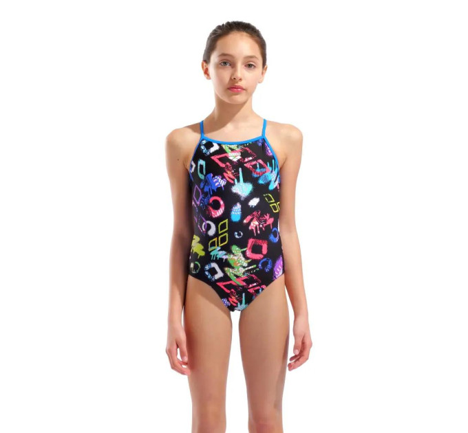 Купальник закритий для дівчат Arena GRAFFITI SWIMSUIT LIGHT DROP B Різнокольоровий 128 см (010289-580 128)