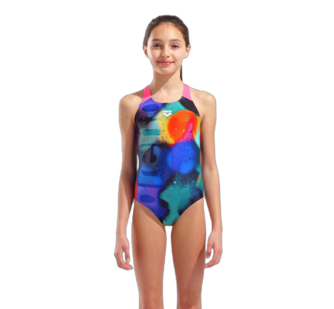 Купальник закритий для дівчат Arena SPRAY PAINT SWIMSUIT SWIM PRO Різнокольоровий 128 см (010286-590 128)