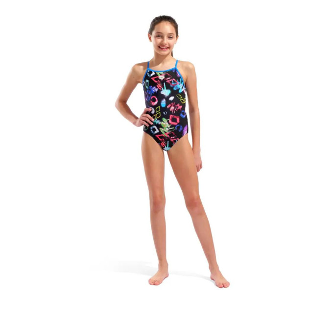 Купальник закритий для дівчат Arena GRAFFITI SWIMSUIT LIGHT DROP B Різнокольоровий 152 см (010289-580 152)