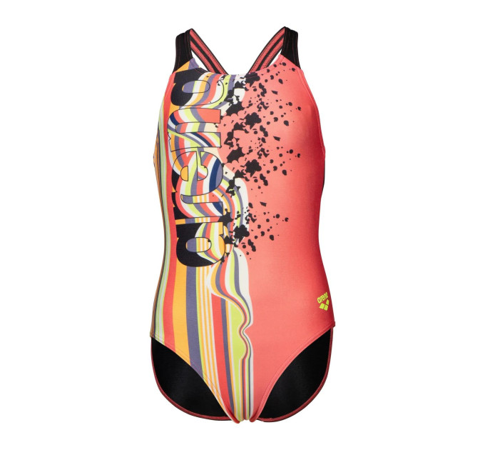 Купальник закритий для дівчат Arena PALETTE SWIMSUIT SWIM PRO BACK кораловий, чорний Діт 164 см 007918-350 164