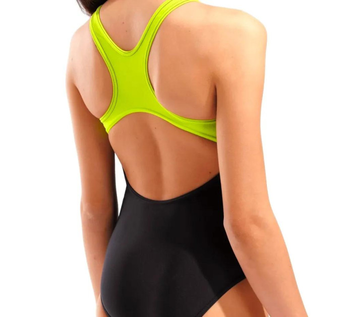 Купальник закритий для дівчат Arena DIM LIGHT SWIMSUIT SWIM PRO BA Чорний, Жовтий 140 см (008104-560 140)