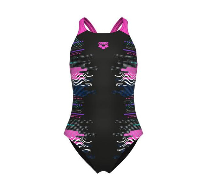 Купальник для дівчаток Arena RHYTHM SWIMSUIT V BACK L чорний, рожевий Діт 116 см 008993-550 116
