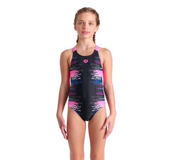Купальник для дівчаток Arena RHYTHM SWIMSUIT V BACK L чорний, рожевий Діт 116 см 008993-550 116