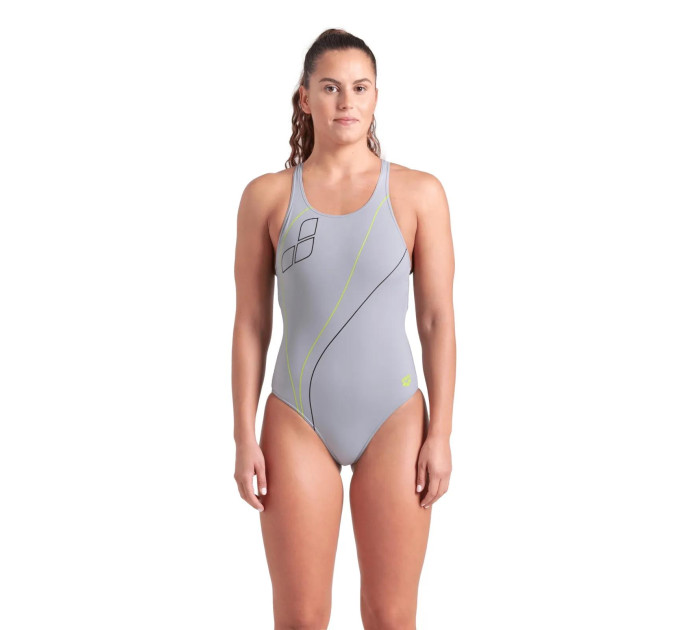 Купальник закритий для жінок Arena TRAIL SWIMSUIT V BACK сірий Жін 38 009022-520 38
