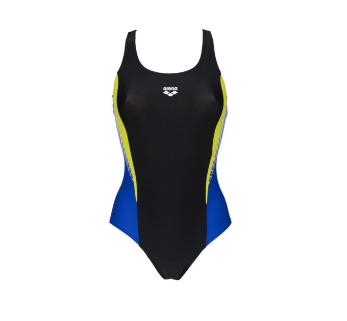 Купальник закритий для жінок Arena THREEFOLD V BACK ONE PIECE R чорний, жовтий, блакитний Жін 36 006483-780 36