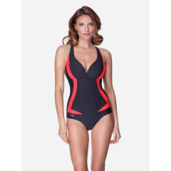 Купальник злитий жіночий Aqua Speed Greta 351-03 36 (S) Темно-сірий/Рожевий (5908217655349)