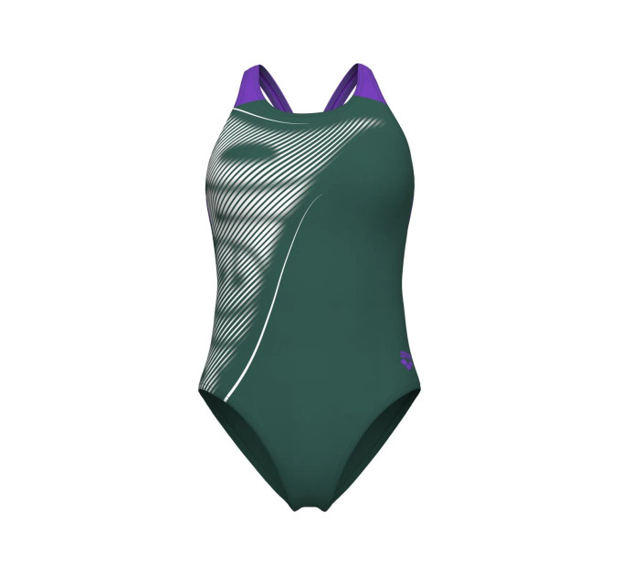 Купальник закритий для жінок Arena BRIGHT GLARE SWIMSUIT V BACK зелений Жін 42 008930-690 42