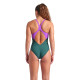 Купальник закритий для жінок Arena BRIGHT GLARE SWIMSUIT V BACK зелений Жін 42 008930-690 42
