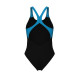 Купальник закритий для жінок Arena OPENINGS SWIMSUIT V BACK LB чорно-бірюзовий Жін 40 008063-580 40