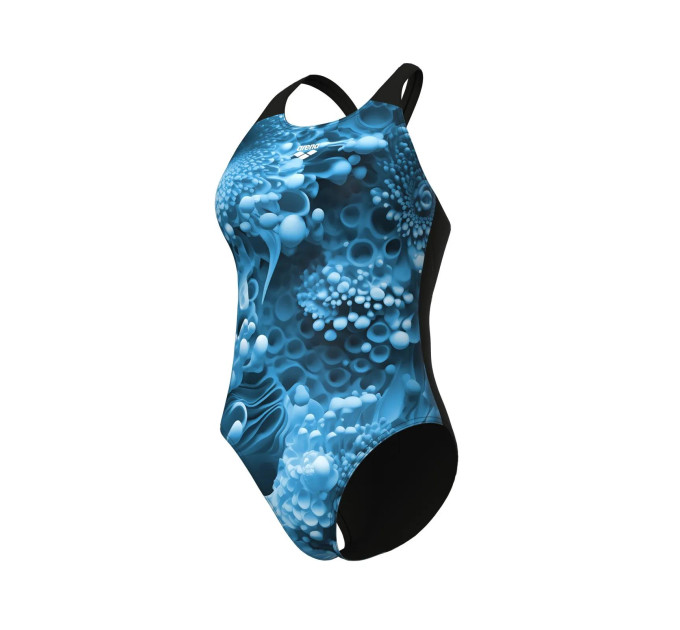 Купальник закритий для жінок Arena BLUE FLOWERS SWIMSUIT V BACK синій, чорний Жін 38 009027-850 38