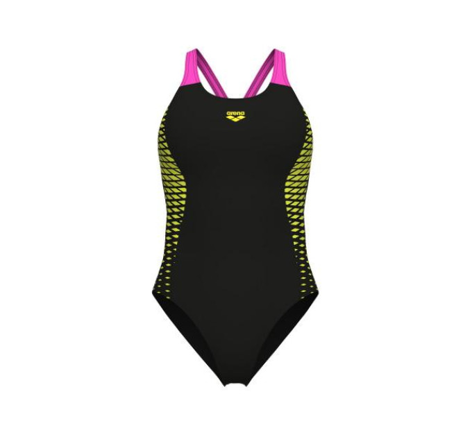 Купальник закритий для жінок Arena OPENINGS SWIMSUIT V BACK LB чорно-салатовий Жін 42 008063-590 42