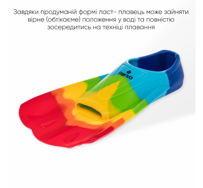 Короткі ласти для тренування в басейні Renvo Criz із закритою п'ятою Різнокольоровий 30-32 (SF120-45 30-32)