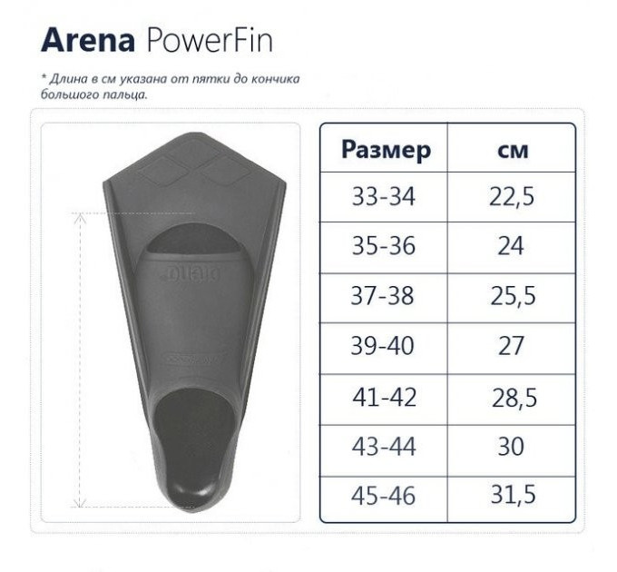 Ласти Arena POWERFIN Чорний Уні 35-36 95218-051 35-36