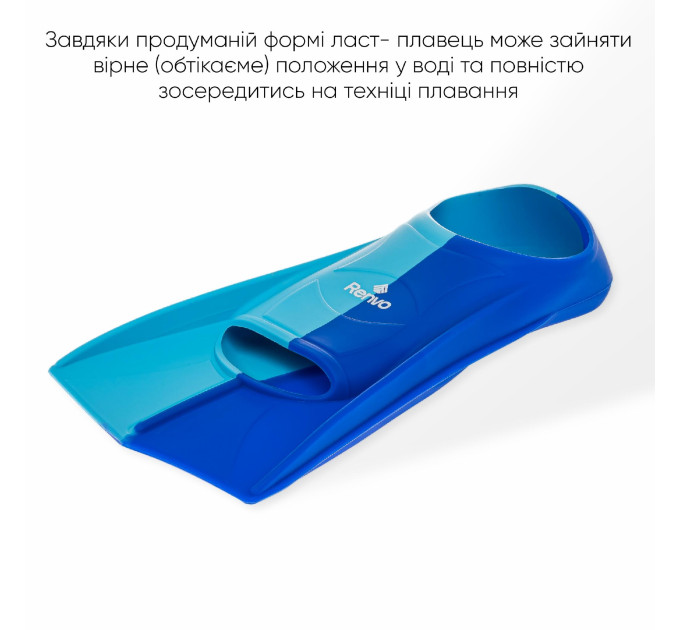 Короткі ласти для тренування в басейні Renvo Frio із закритою п'ятою Синій Блакитний 27-29 (SF100-46 27-29)