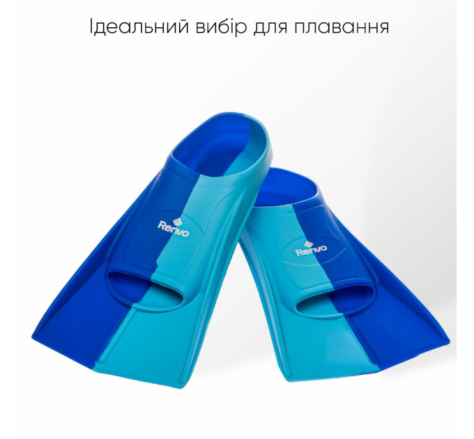 Короткі ласти для тренування в басейні Renvo Frio із закритою п'ятою Синій Блакитний 27-29 (SF100-46 27-29)