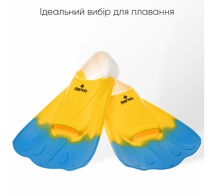 Короткі ласти для тренування в басейні Renvo Criz із закритою п'ятою Жовтий Блакитний 33-35 (SF120-84 33-35)