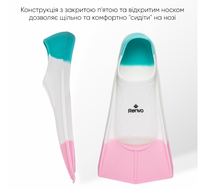 Короткі ласти для тренування в басейні Renvo Frio із закритою п'ятою Різнокольоровий 24-26 (SF100-65 24-26)