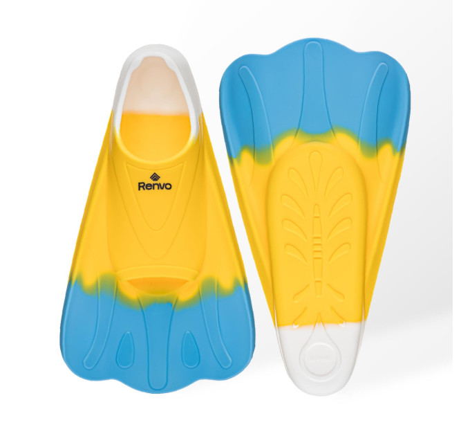 Короткі ласти для тренування в басейні Renvo Criz із закритою п'ятою Жовтий Блакитний 36-38 (SF120-84 36-38)