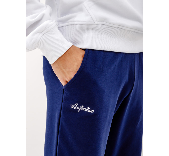 Чоловічі Штани AUSTRALIAN ESSENTIAL FLEECE PANTS RIB BOTTOM Синій S (7dLSUPA0010-842 S)